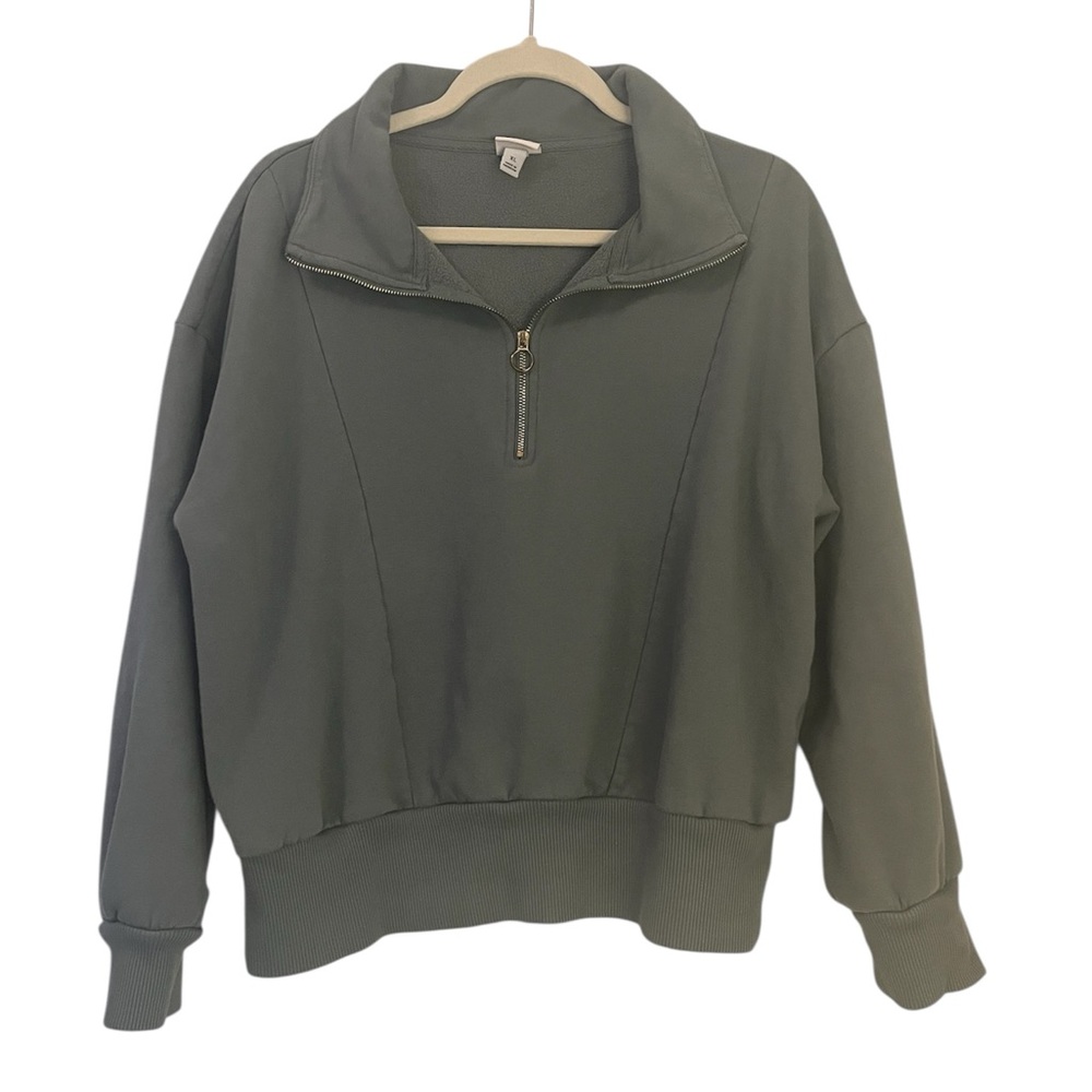 a new day Women's Green Cropped Sweatshirt Size XL